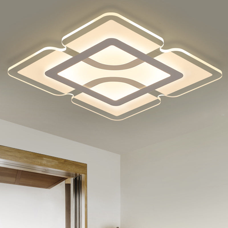16.5"/35.5"/47" W Modern LED Flush Light Fixture White Square/Rectangle Ultrathin Close to Ceiling Light with Acrylic Shade Clearhalo 'Ceiling Lights' 'Close To Ceiling Lights' 'Close to ceiling' 'Flush mount' Lighting' 1958856
