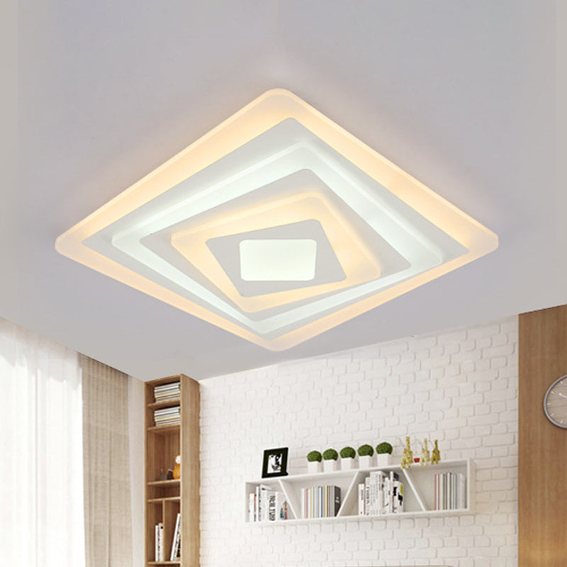 Square/Rectangle Thin LED Ceiling Fixture Contemporary Acrylic White Spiral Design Flush Mount Lamp in Warm/White Light, 19.5"/35.5"/47" W Clearhalo 'Ceiling Lights' 'Close To Ceiling Lights' 'Close to ceiling' 'Flush mount' Lighting' 1958880