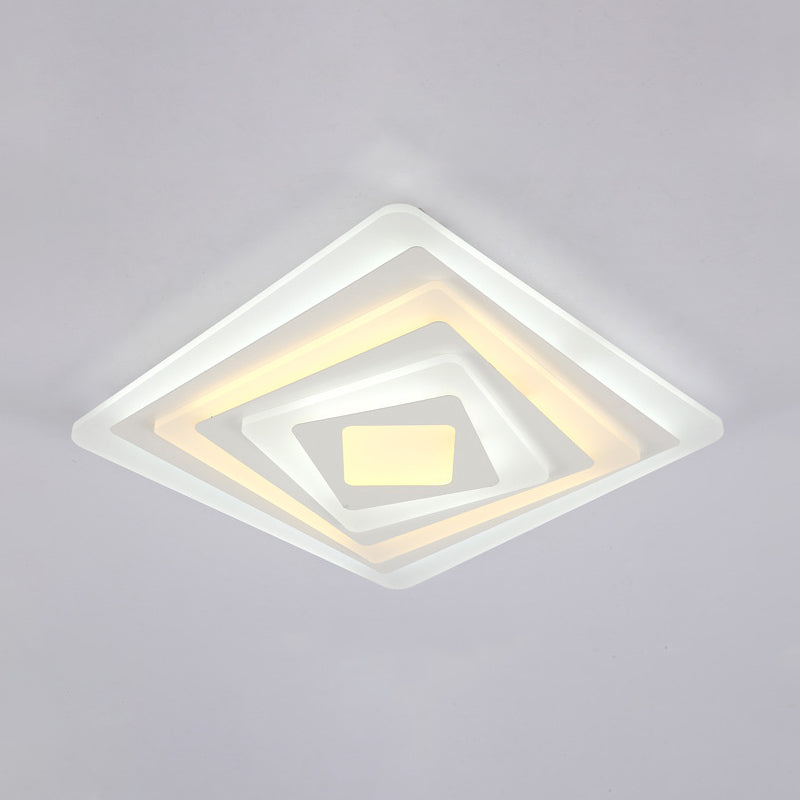 Square/Rectangle Thin LED Ceiling Fixture Contemporary Acrylic White Spiral Design Flush Mount Lamp in Warm/White Light, 19.5"/35.5"/47" W Clearhalo 'Ceiling Lights' 'Close To Ceiling Lights' 'Close to ceiling' 'Flush mount' Lighting' 1958882