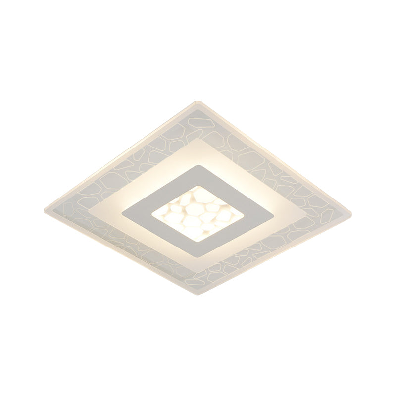 Thinnest Round/Square/Rectangle Ceiling Light Minimalist Acrylic Bedroom Small/Large LED Flush-Mount Light Fixture with Pebble Pattern in White Clearhalo 'Ceiling Lights' 'Close To Ceiling Lights' 'Close to ceiling' 'Flush mount' Lighting' 1958906