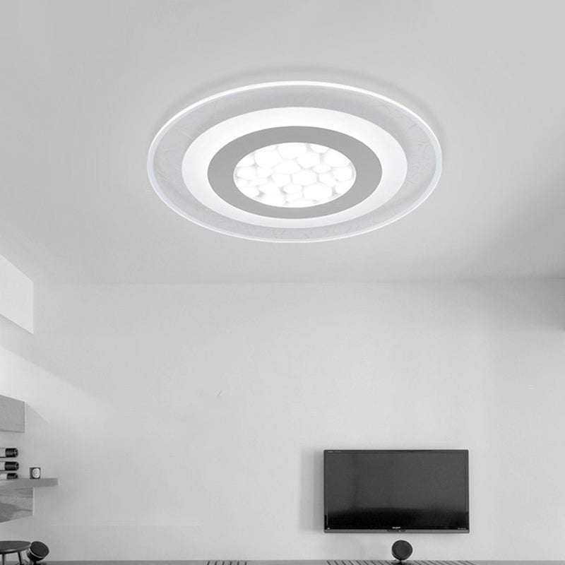 Thinnest Round/Square/Rectangle Ceiling Light Minimalist Acrylic Bedroom Small/Large LED Flush-Mount Light Fixture with Pebble Pattern in White White Round Clearhalo 'Ceiling Lights' 'Close To Ceiling Lights' 'Close to ceiling' 'Flush mount' Lighting' 1958909