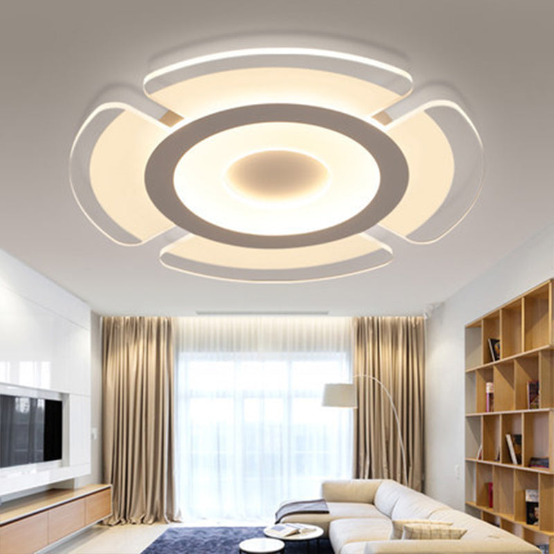 Minimalistic Floweret Flush Ceiling Light Acrylic Bedroom Ultrathin LED Flushmount Lighting in White, 8"/16.5"/31" Wide White Clearhalo 'Ceiling Lights' 'Close To Ceiling Lights' 'Close to ceiling' 'Flush mount' Lighting' 1958952