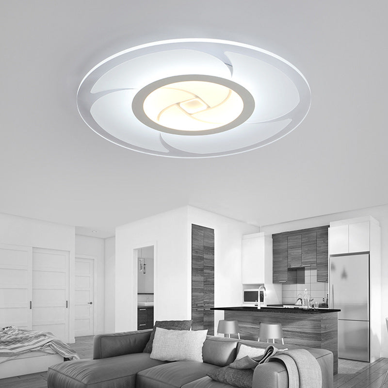 Pinwheel Pattern Disc Thin Ceiling Light Modern Acrylic 16.5"/24.5"/31" W LED White Flush Mounted Lamp in Warm/White Light Clearhalo 'Ceiling Lights' 'Close To Ceiling Lights' 'Close to ceiling' 'Flush mount' Lighting' 1958962