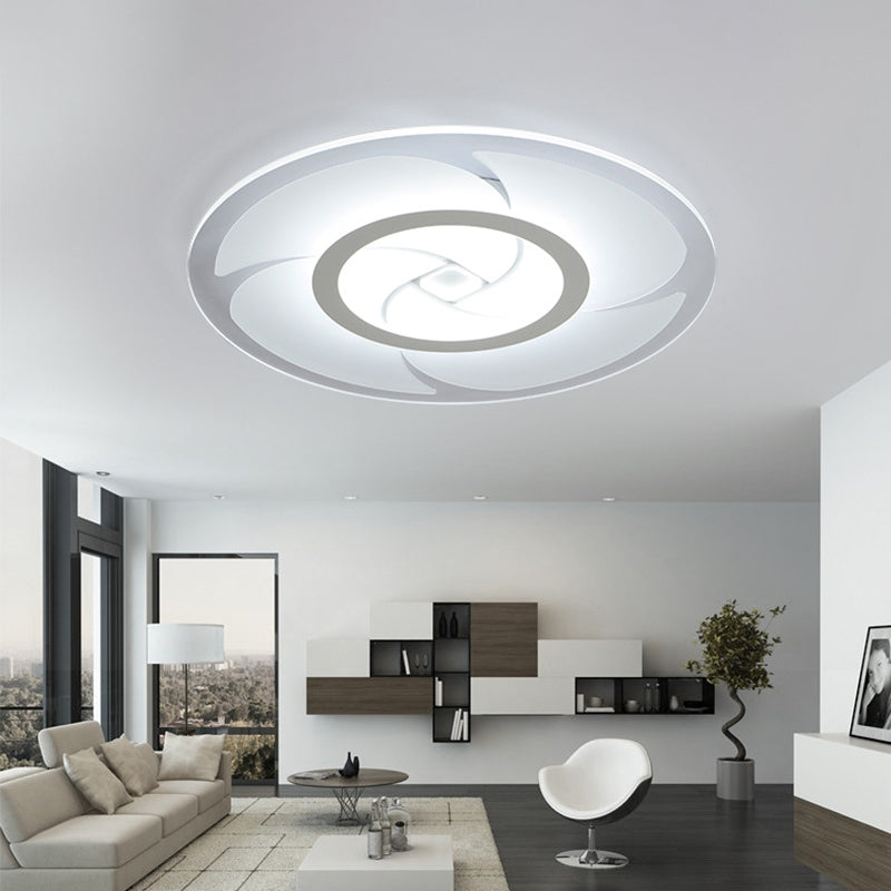 Pinwheel Pattern Disc Thin Ceiling Light Modern Acrylic 16.5"/24.5"/31" W LED White Flush Mounted Lamp in Warm/White Light Clearhalo 'Ceiling Lights' 'Close To Ceiling Lights' 'Close to ceiling' 'Flush mount' Lighting' 1958963