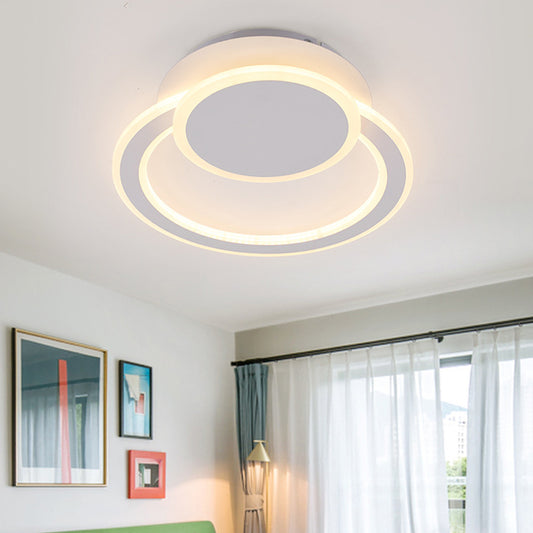 White/Green Hoop LED Flush Mount Light Simplicity Metal Ceiling Lighting in Warm/White Light for Bedroom Clearhalo 'Ceiling Lights' 'Close To Ceiling Lights' 'Close to ceiling' 'Flush mount' Lighting' 1958970