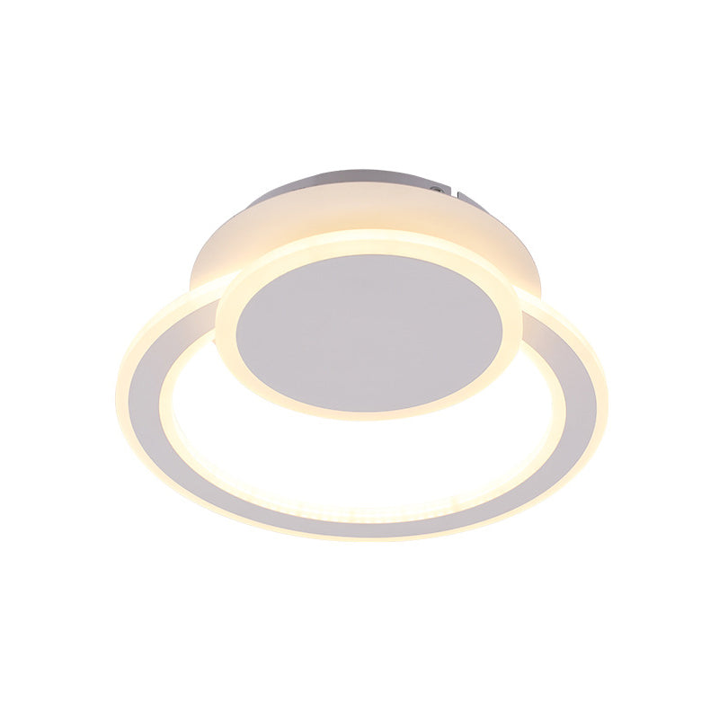 White/Green Hoop LED Flush Mount Light Simplicity Metal Ceiling Lighting in Warm/White Light for Bedroom Clearhalo 'Ceiling Lights' 'Close To Ceiling Lights' 'Close to ceiling' 'Flush mount' Lighting' 1958972