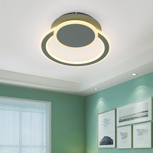 White/Green Hoop LED Flush Mount Light Simplicity Metal Ceiling Lighting in Warm/White Light for Bedroom Green Clearhalo 'Ceiling Lights' 'Close To Ceiling Lights' 'Close to ceiling' 'Flush mount' Lighting' 1958974