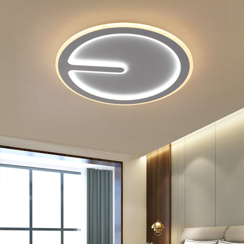 16"/19.5" W Acrylic Clock Ceiling Flush Light Simplicity White LED Flush-Mount Light Fixture in Warm/White Light for Bedroom Clearhalo 'Ceiling Lights' 'Close To Ceiling Lights' 'Close to ceiling' 'Flush mount' Lighting' 1958979