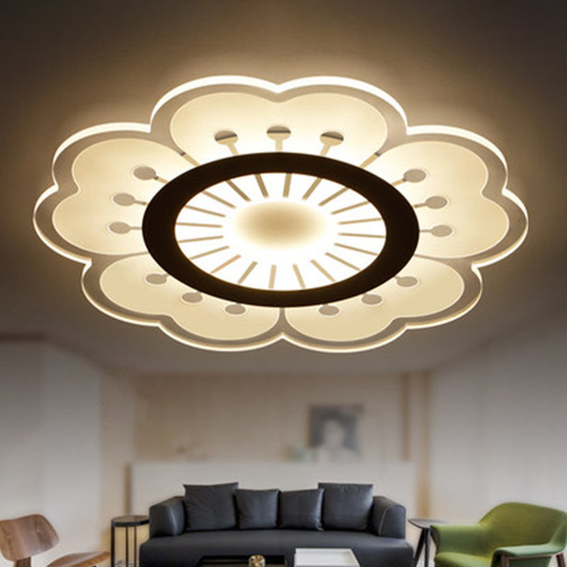 Ultrathin Windmill/Gear/Flower Flush Mount Simple Acrylic Living Room LED Ceiling Flushmount Lamp in White White Flower Clearhalo 'Ceiling Lights' 'Close To Ceiling Lights' 'Close to ceiling' 'Flush mount' Lighting' 1958989