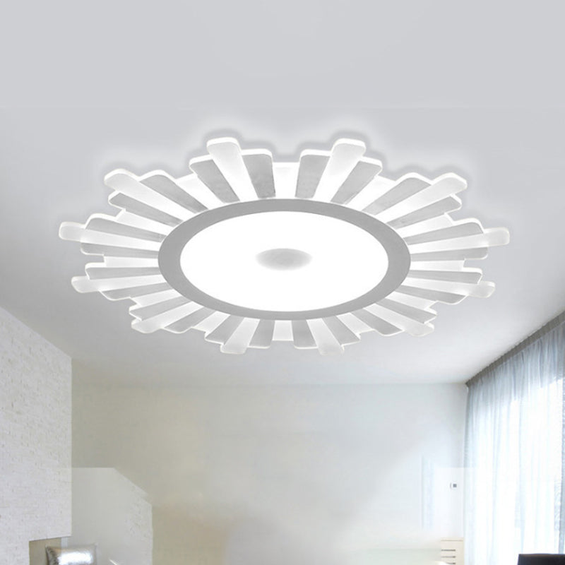 Ultrathin Windmill/Gear/Flower Flush Mount Simple Acrylic Living Room LED Ceiling Flushmount Lamp in White Clearhalo 'Ceiling Lights' 'Close To Ceiling Lights' 'Close to ceiling' 'Flush mount' Lighting' 1958995