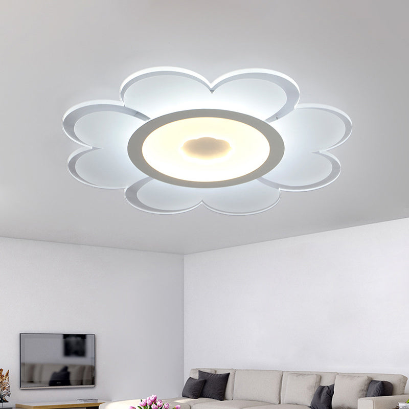Flower Shaped Acrylic Ceiling Light Fixture Contemporary White LED Flush Mount Lighting for Living Room, 8"/19.5"/31" W Clearhalo 'Ceiling Lights' 'Close To Ceiling Lights' 'Close to ceiling' 'Flush mount' Lighting' 1959015