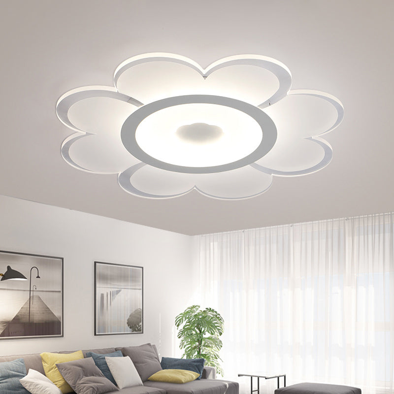 Flower Shaped Acrylic Ceiling Light Fixture Contemporary White LED Flush Mount Lighting for Living Room, 8"/19.5"/31" W Clearhalo 'Ceiling Lights' 'Close To Ceiling Lights' 'Close to ceiling' 'Flush mount' Lighting' 1959016