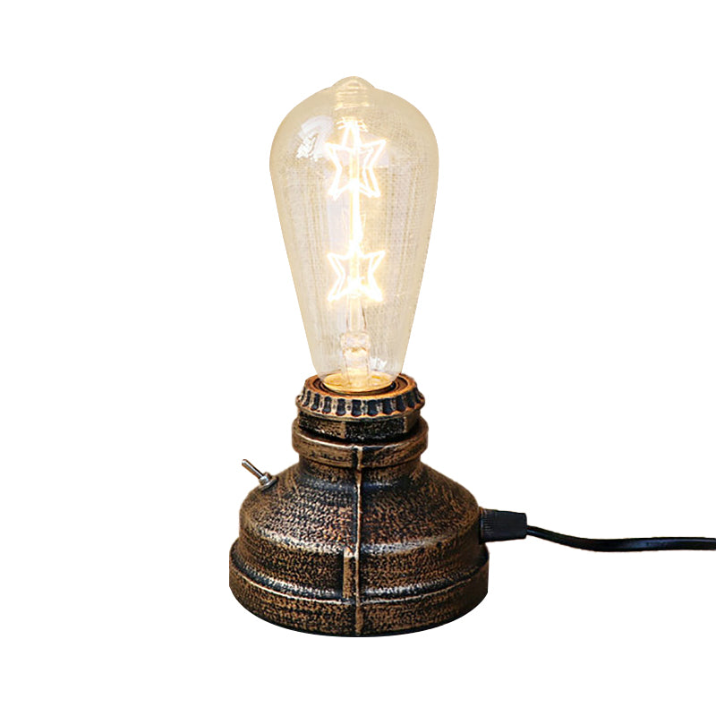 Bronze/Aged Brass 1 Head Table Lighting Industrial Wrought Iron Bare Bulb Standing Table Lamp with Plug In Cord Clearhalo 'Lamps' 'Table Lamps' Lighting' 195902