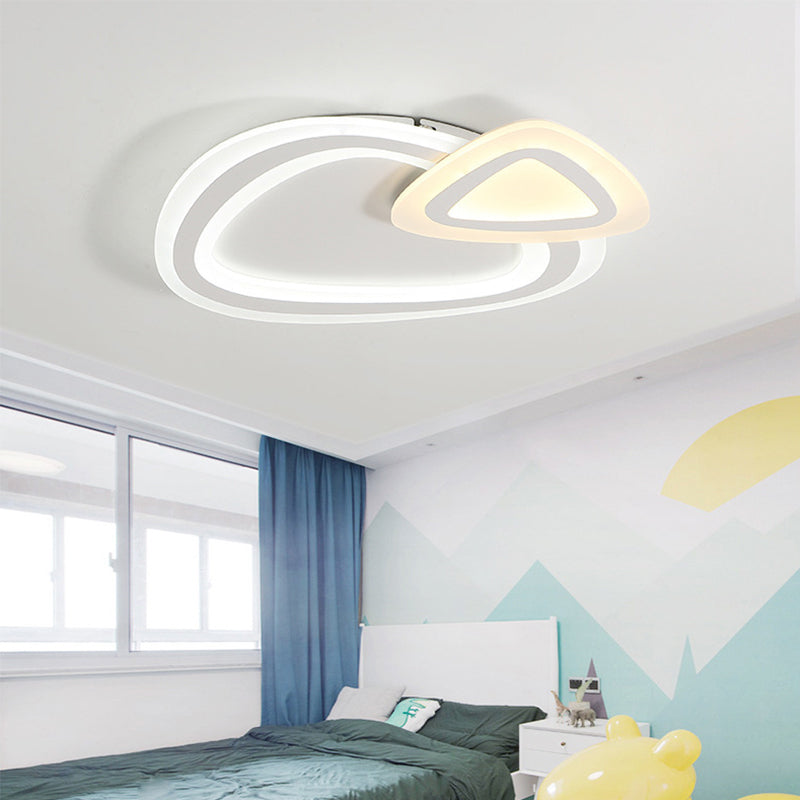 Ultra-Thin Nordic LED Ceiling Lamp White Triangle/Loving Heart/Star Flush Mount Light with Acrylic Shade, Warm/White Light Clearhalo 'Ceiling Lights' 'Close To Ceiling Lights' 'Close to ceiling' 'Flush mount' Lighting' 1959030
