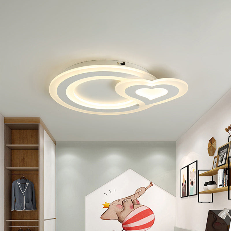 Ultra-Thin Nordic LED Ceiling Lamp White Triangle/Loving Heart/Star Flush Mount Light with Acrylic Shade, Warm/White Light Clearhalo 'Ceiling Lights' 'Close To Ceiling Lights' 'Close to ceiling' 'Flush mount' Lighting' 1959040