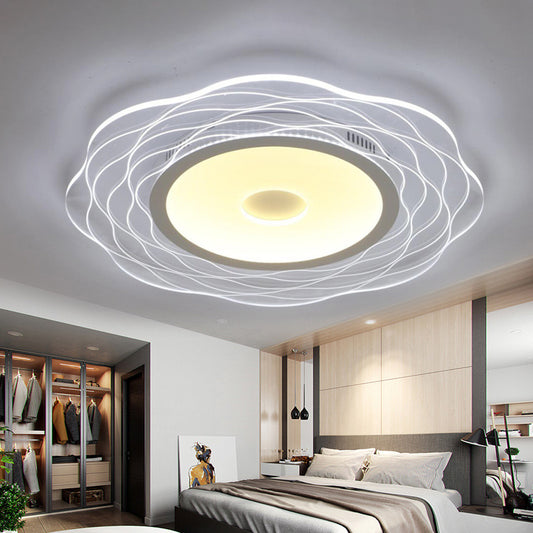 Super-Thin Scalloped Bedroom Flush Light Acrylic Minimalist LED Flush Mount Ceiling Lamp in Warm/White Light, 16.5"/20.5"/31" W White Clearhalo 'Ceiling Lights' 'Close To Ceiling Lights' 'Close to ceiling' 'Flush mount' Lighting' 1959043