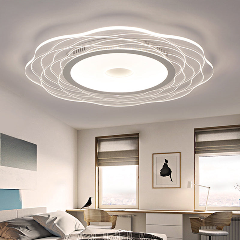 Super-Thin Scalloped Bedroom Flush Light Acrylic Minimalist LED Flush Mount Ceiling Lamp in Warm/White Light, 16.5"/20.5"/31" W Clearhalo 'Ceiling Lights' 'Close To Ceiling Lights' 'Close to ceiling' 'Flush mount' Lighting' 1959044