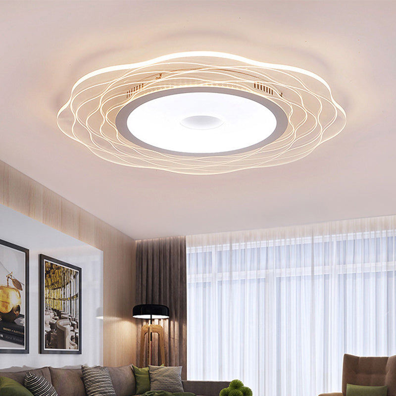 Super-Thin Scalloped Bedroom Flush Light Acrylic Minimalist LED Flush Mount Ceiling Lamp in Warm/White Light, 16.5"/20.5"/31" W Clearhalo 'Ceiling Lights' 'Close To Ceiling Lights' 'Close to ceiling' 'Flush mount' Lighting' 1959045