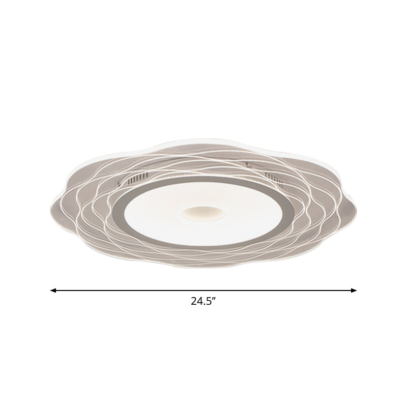 Super-Thin Scalloped Bedroom Flush Light Acrylic Minimalist LED Flush Mount Ceiling Lamp in Warm/White Light, 16.5"/20.5"/31" W Clearhalo 'Ceiling Lights' 'Close To Ceiling Lights' 'Close to ceiling' 'Flush mount' Lighting' 1959049