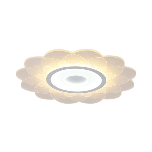White Blossom Flower Flush Mounted Light Modernist 16.5"/20.5"/31" Wide LED Acrylic Ceiling Lighting in Warm/White Light Clearhalo 'Ceiling Lights' 'Close To Ceiling Lights' 'Close to ceiling' 'Flush mount' Lighting' 1959054