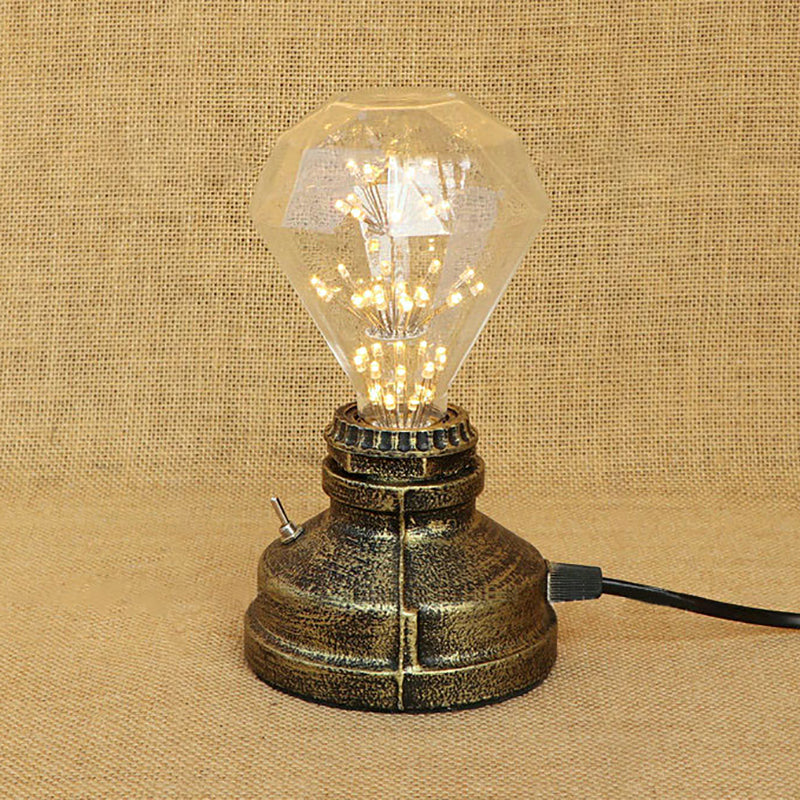 Bronze/Aged Brass 1 Head Table Lighting Industrial Wrought Iron Bare Bulb Standing Table Lamp with Plug In Cord Antique Brass Clearhalo 'Lamps' 'Table Lamps' Lighting' 195906