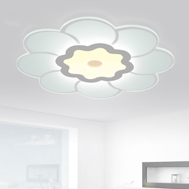 16.5"/20.5"/31" Wide Floral Ceiling Lamp Simple Style Acrylic White LED Flush Mount Lighting in Warm/White Light White Clearhalo 'Ceiling Lights' 'Close To Ceiling Lights' 'Close to ceiling' 'Flush mount' Lighting' 1959067