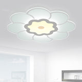 16.5"/20.5"/31" Wide Floral Ceiling Lamp Simple Style Acrylic White LED Flush Mount Lighting in Warm/White Light White Clearhalo 'Ceiling Lights' 'Close To Ceiling Lights' 'Close to ceiling' 'Flush mount' Lighting' 1959067