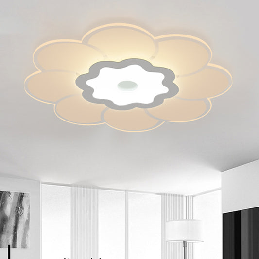 16.5"/20.5"/31" Wide Floral Ceiling Lamp Simple Style Acrylic White LED Flush Mount Lighting in Warm/White Light Clearhalo 'Ceiling Lights' 'Close To Ceiling Lights' 'Close to ceiling' 'Flush mount' Lighting' 1959068