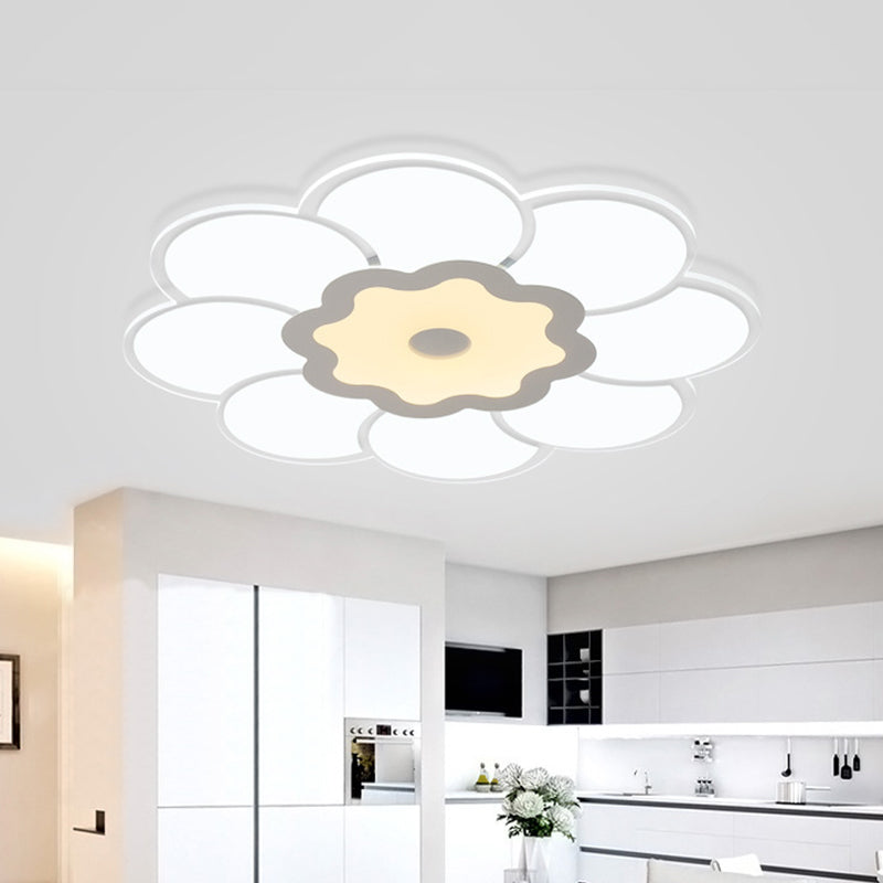 16.5"/20.5"/31" Wide Floral Ceiling Lamp Simple Style Acrylic White LED Flush Mount Lighting in Warm/White Light Clearhalo 'Ceiling Lights' 'Close To Ceiling Lights' 'Close to ceiling' 'Flush mount' Lighting' 1959069