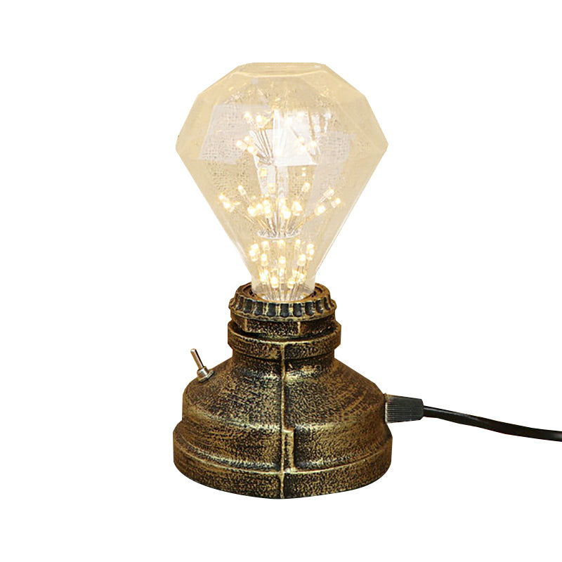 Bronze/Aged Brass 1 Head Table Lighting Industrial Wrought Iron Bare Bulb Standing Table Lamp with Plug In Cord Clearhalo 'Lamps' 'Table Lamps' Lighting' 195907