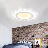 Acrylic Sun Shaped Ceiling Lamp Cartoon White LED Flush Mount Light Fixture in Warm/White Light, 16.5"/20.5"/31" W White Clearhalo 'Ceiling Lights' 'Close To Ceiling Lights' 'Close to ceiling' 'Flush mount' Lighting' 1959083