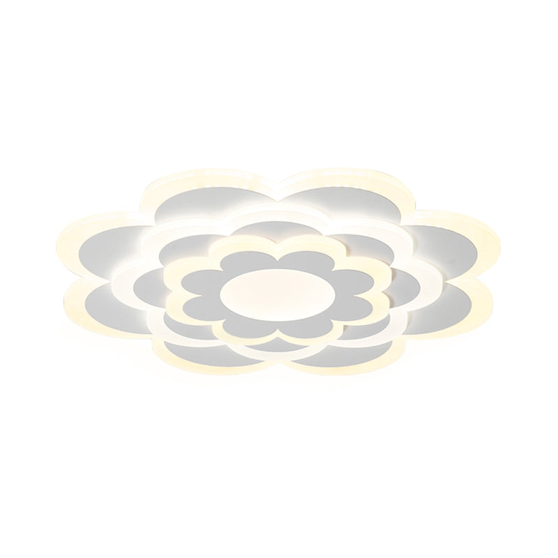 Bedroom LED Flush Mount Lamp Modern White Ceiling Light Fixture with Layered Flower Acrylic Shade, Warm/White Light Clearhalo 'Ceiling Lights' 'Close To Ceiling Lights' 'Close to ceiling' 'Flush mount' Lighting' 1959103