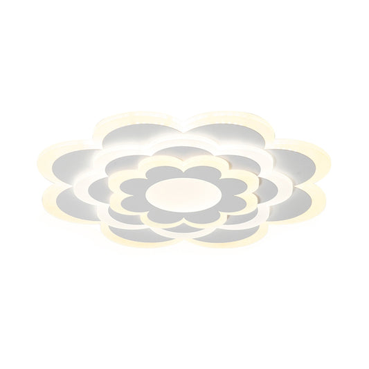 Bedroom LED Flush Mount Lamp Modern White Ceiling Light Fixture with Layered Flower Acrylic Shade, Warm/White Light Clearhalo 'Ceiling Lights' 'Close To Ceiling Lights' 'Close to ceiling' 'Flush mount' Lighting' 1959103