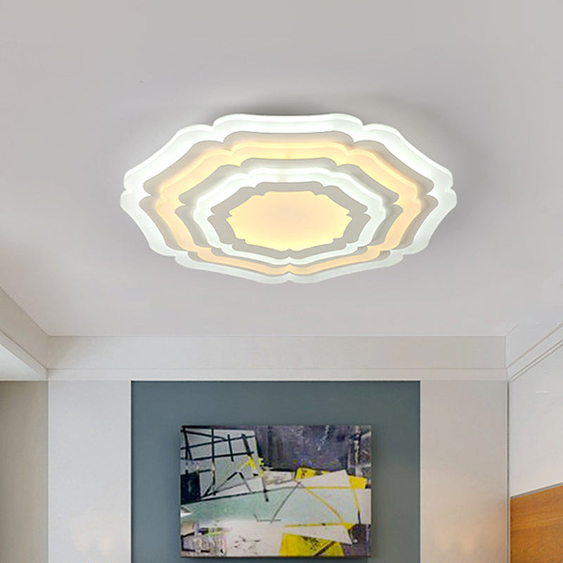 White Floral Layer Ceiling Flush Mount Modern 8"/19.5"/39" Wide LED Acrylic Flush-Mount Light Fixture for Living Room Clearhalo 'Ceiling Lights' 'Close To Ceiling Lights' 'Close to ceiling' 'Flush mount' Lighting' 1959124