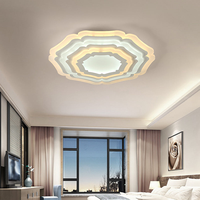 White Floral Layer Ceiling Flush Mount Modern 8"/19.5"/39" Wide LED Acrylic Flush-Mount Light Fixture for Living Room Clearhalo 'Ceiling Lights' 'Close To Ceiling Lights' 'Close to ceiling' 'Flush mount' Lighting' 1959126