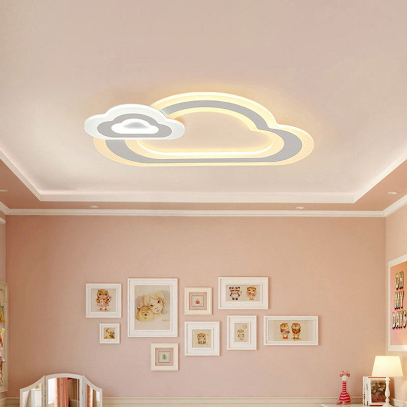 Star/Cloud/Loving Heart Ceiling Lamp Cartoon Acrylic Kids Bedroom LED Flush Mount Light in Warm/White Light White Cloud Clearhalo 'Ceiling Lights' 'Close To Ceiling Lights' 'Close to ceiling' 'Flush mount' Lighting' 1959158