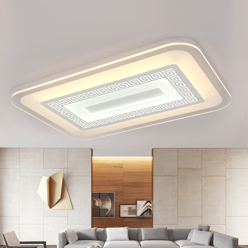 Small/Large Living Room Ceiling Light Simple Style Ultra-Thin LED Flush Mount with Round/Rectangle/Square Acrylic Shade White Large Rectangle Clearhalo 'Ceiling Lights' 'Close To Ceiling Lights' 'Close to ceiling' 'Flush mount' Lighting' 1959180