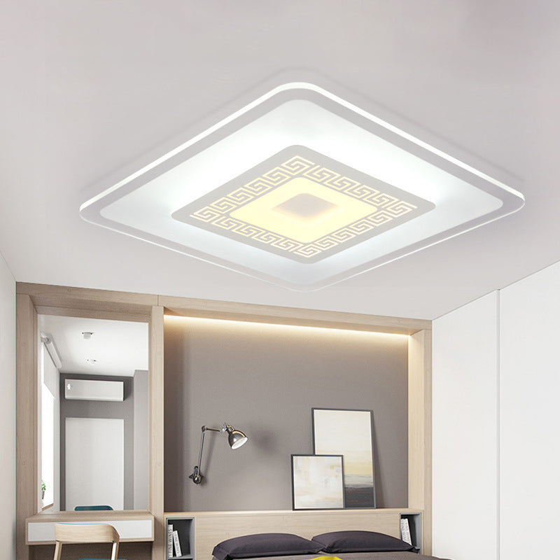 Small/Large Living Room Ceiling Light Simple Style Ultra-Thin LED Flush Mount with Round/Rectangle/Square Acrylic Shade White Square Clearhalo 'Ceiling Lights' 'Close To Ceiling Lights' 'Close to ceiling' 'Flush mount' Lighting' 1959185