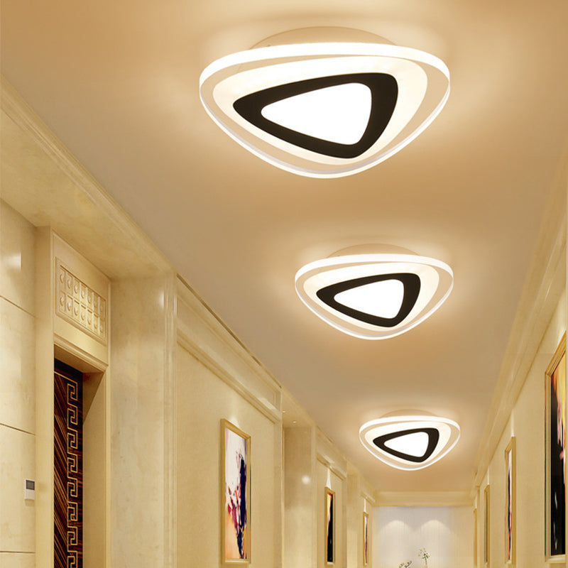 Ultrathin Hallway LED Ceiling Lamp Simplicity White Small Flush Mount Light with Floral/Square/Triangle Acrylic Shade White H Clearhalo 'Ceiling Lights' 'Close To Ceiling Lights' 'Close to ceiling' 'Flush mount' Lighting' 1959197