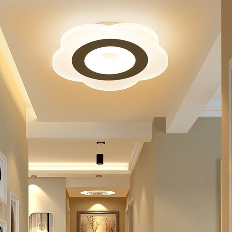 Ultrathin Hallway LED Ceiling Lamp Simplicity White Small Flush Mount Light with Floral/Square/Triangle Acrylic Shade Clearhalo 'Ceiling Lights' 'Close To Ceiling Lights' 'Close to ceiling' 'Flush mount' Lighting' 1959203