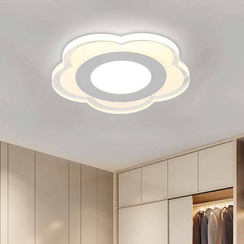 Ultrathin Hallway LED Ceiling Lamp Simplicity White Small Flush Mount Light with Floral/Square/Triangle Acrylic Shade Clearhalo 'Ceiling Lights' 'Close To Ceiling Lights' 'Close to ceiling' 'Flush mount' Lighting' 1959216