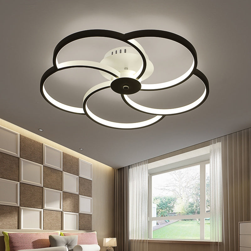 Simple Floweret Shaped Flushmount Light Metal 18"/21.5"/32" W LED Bedroom Close to Ceiling Light Fixture in Warm/White Light White 21.5" Clearhalo 'Ceiling Lights' 'Close To Ceiling Lights' 'Close to ceiling' 'Flush mount' Lighting' 1959232