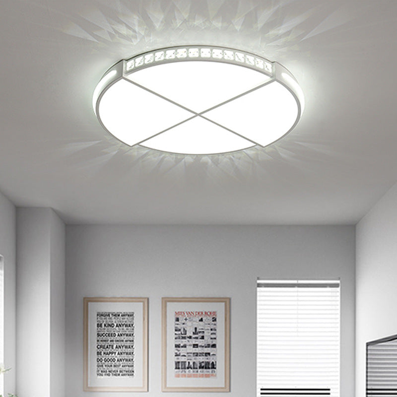 Acrylic Cake Shape Ceiling Light with Crystal Deco Bathroom Simple Style Ceiling Lamp in White White White Clearhalo 'Ceiling Lights' 'Close To Ceiling Lights' 'Close to ceiling' 'Flush mount' Lighting' 195926