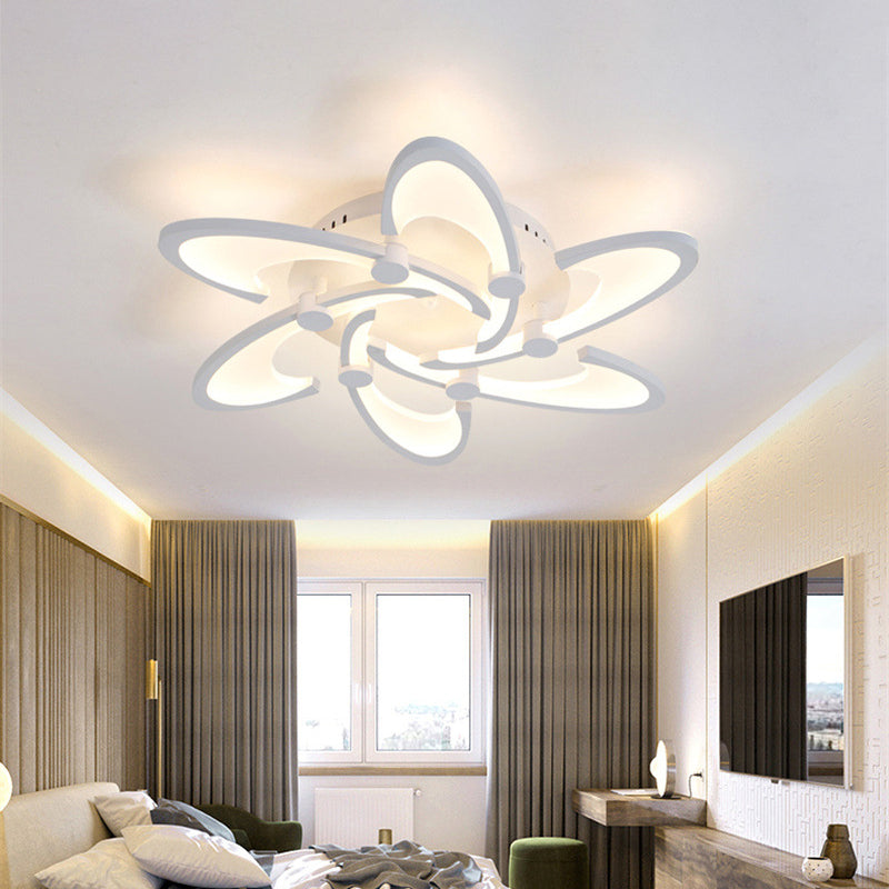 White Spiral Floral Flush Mount Lamp Modernism 3/6/12-Head Acrylic Semi Flush Ceiling Light in Warm/White Light Clearhalo 'Ceiling Lights' 'Close To Ceiling Lights' 'Close to ceiling' 'Semi-flushmount' Lighting' 1959337