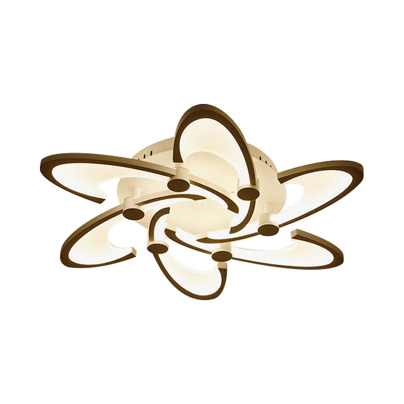 White Spiral Floral Flush Mount Lamp Modernism 3/6/12-Head Acrylic Semi Flush Ceiling Light in Warm/White Light Clearhalo 'Ceiling Lights' 'Close To Ceiling Lights' 'Close to ceiling' 'Semi-flushmount' Lighting' 1959338