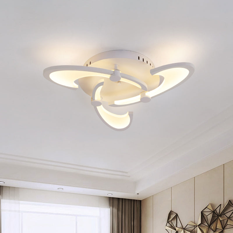 White Spiral Floral Flush Mount Lamp Modernism 3/6/12-Head Acrylic Semi Flush Ceiling Light in Warm/White Light Clearhalo 'Ceiling Lights' 'Close To Ceiling Lights' 'Close to ceiling' 'Semi-flushmount' Lighting' 1959341