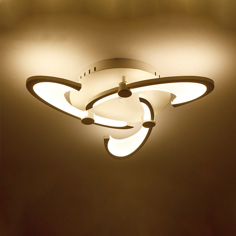 White Spiral Floral Flush Mount Lamp Modernism 3/6/12-Head Acrylic Semi Flush Ceiling Light in Warm/White Light Clearhalo 'Ceiling Lights' 'Close To Ceiling Lights' 'Close to ceiling' 'Semi-flushmount' Lighting' 1959343