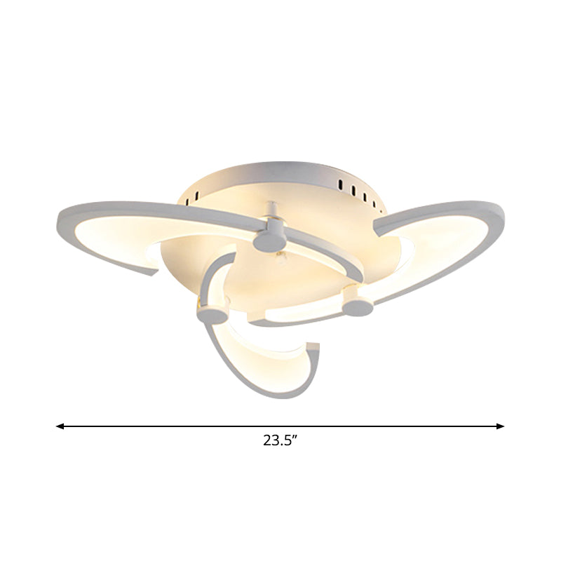 White Spiral Floral Flush Mount Lamp Modernism 3/6/12-Head Acrylic Semi Flush Ceiling Light in Warm/White Light Clearhalo 'Ceiling Lights' 'Close To Ceiling Lights' 'Close to ceiling' 'Semi-flushmount' Lighting' 1959344