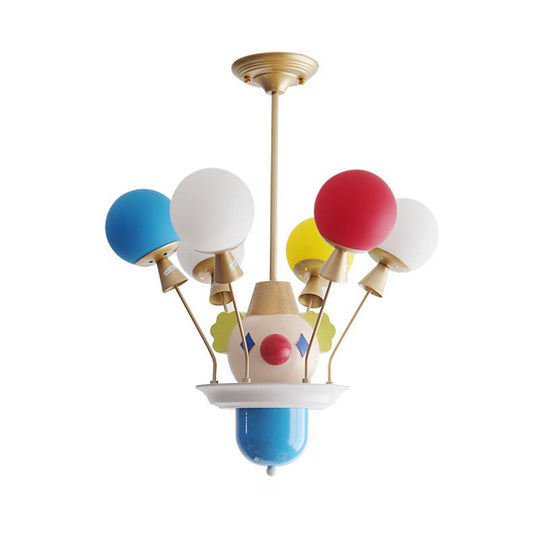Kid Bedroom Clown Chandelier with Balloon Glass Resin Modern Multi-Color Pendant Light Clearhalo 'Ceiling Lights' 'Chandeliers' Lighting' options 195935