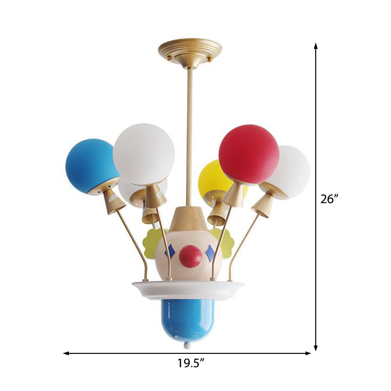 Kid Bedroom Clown Chandelier with Balloon Glass Resin Modern Multi-Color Pendant Light Clearhalo 'Ceiling Lights' 'Chandeliers' Lighting' options 195936